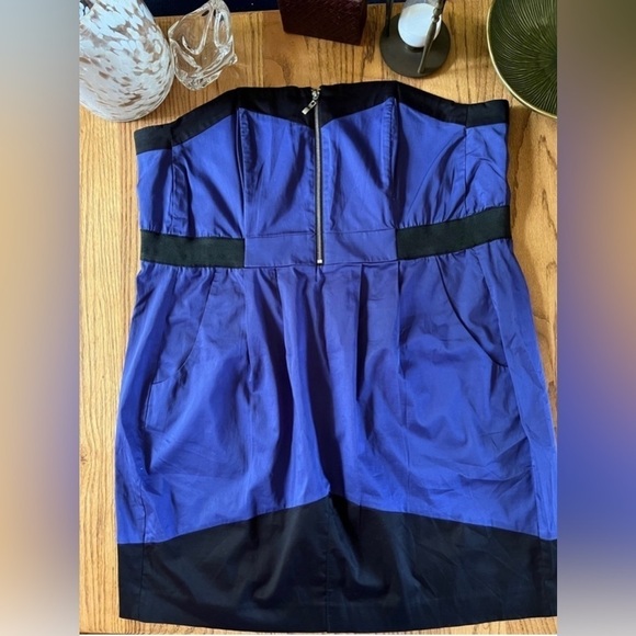 H & M Women’s Corset Dress Size 14 Strapless Color Block - Picture 1 of 2